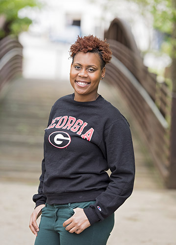 [Stacy Cobb, the first African-American to earn a Ph.D. in statistics at the University of Georgia, defended her dissertation in January and has already started her dream job at Duke Clinical Research Institute in Durham, North Carolina. She is returning to Athens Friday to receive her degree during Commencement ceremonies.] Stacy Cobb, the first African-American to earn a Ph.D. in statistics at the University of Georgia, defended her dissertation in January and has already started her dream job at Duke Clinical Research Institute in Durham, North Carolina. She is returning to Athens Friday to receive her degree during Commencement ceremonies. (Photos by Freeman Fotographics)